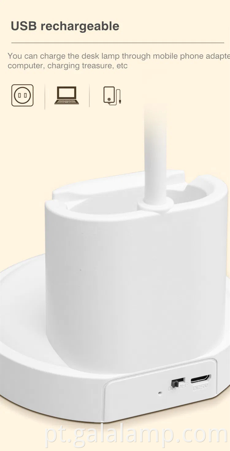 Lâmpada de mesa USB nórdica elegante de 360 graus com suporte para telefone